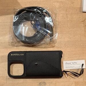NWT Bandolier Hailey Side Slot Black Leather iPhone 16 Pro Case